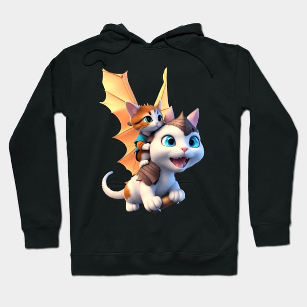 Baby Dragon Cat & Mother - The Dragon Cat Collection Hoodie by BrisaArtPrints